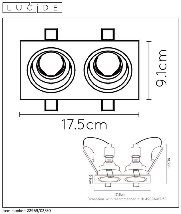 Lucide EMBED - Spot encastrable - GU10 - Noir