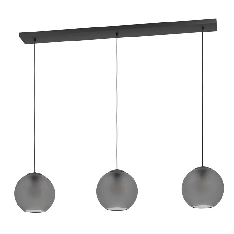 Hanglamp zwart-grijs gerookt 3xE27