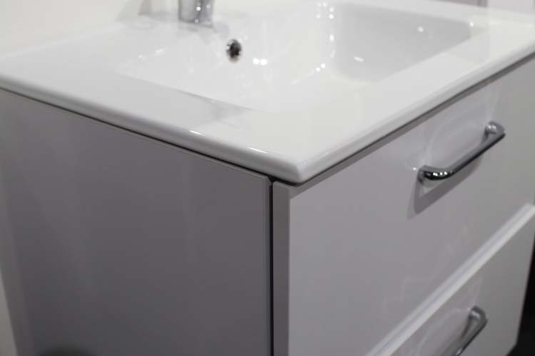 Meuble de salle de bains gris brillant 60cm + armoire + mirroir