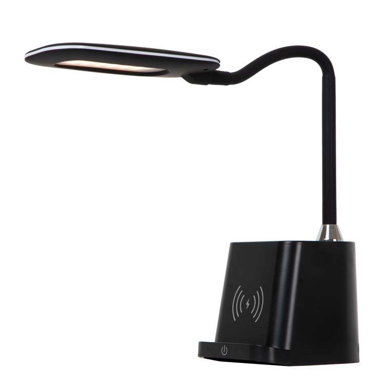 Lucide PENNY - Lampe de bureau - LED Dim. - 1x4,7W 3000K - Avec chargeur sans fil - Noir