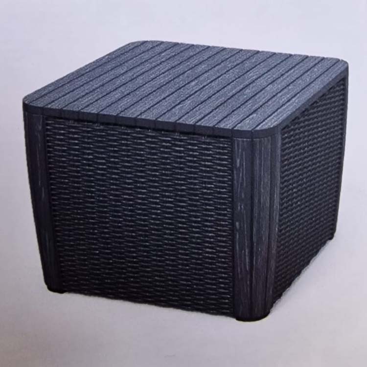 Bijzettafel en opbergbox grijs Wicker 57x57x43 cm