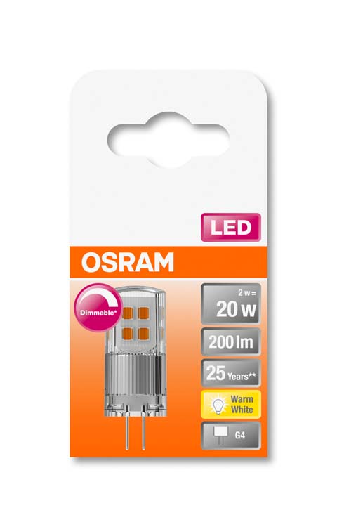 LED insteeklamp 20 G4 2W warm wit dimbaar