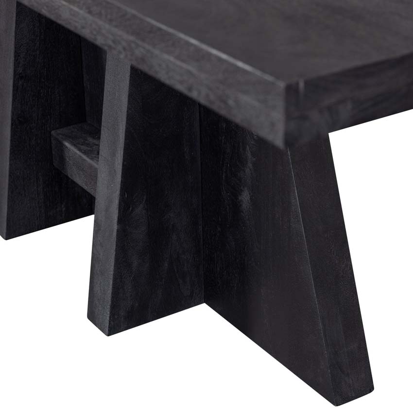 Table Kenneth en bois de manguier rectangulaire noire 220x100cm