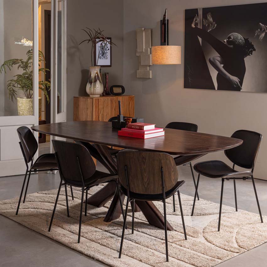 Table Kensington en bois de manguier brune 220x100cm