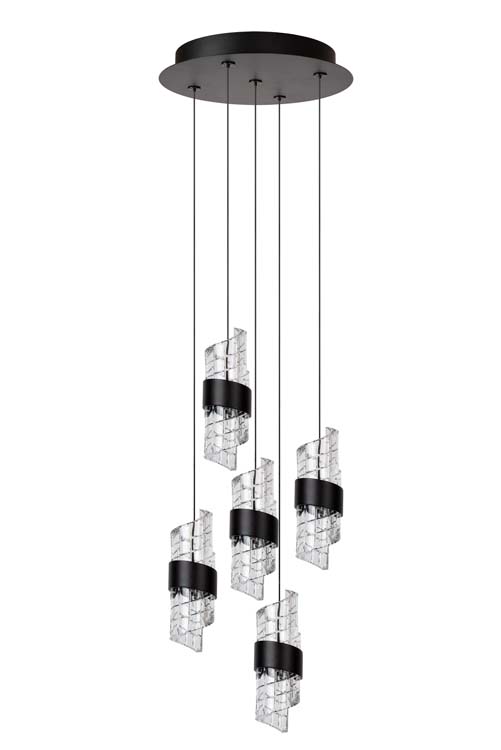 Lucide KLIGANDE - Hanglamp - Ø 30 cm - LED Dimb. - 5x8W 2700K - Zwart