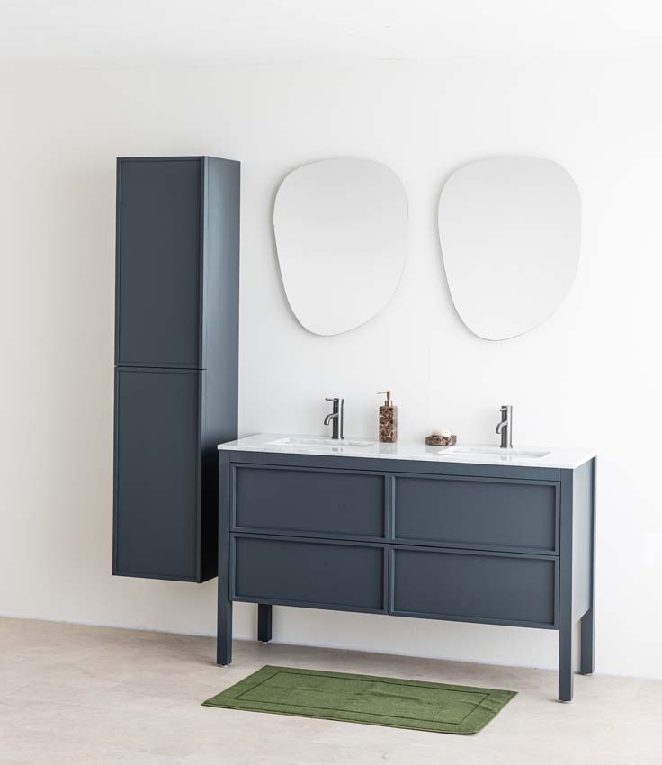 Meuble de salle de bain Fara anthracite 1400 mm double lavabo Carrara