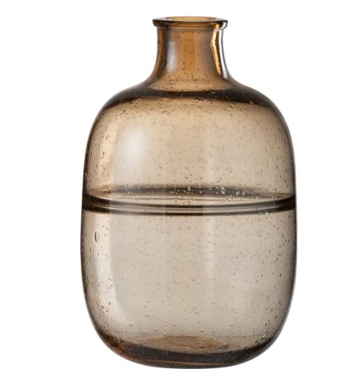 Vase verre ambre rond strié grand 36 cm