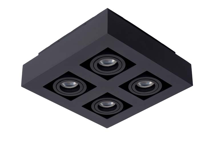 Lucide XIRAX - Spot plafond - LED Dim to warm - GU10 - 4x5W 2200K/3000K - Noir
