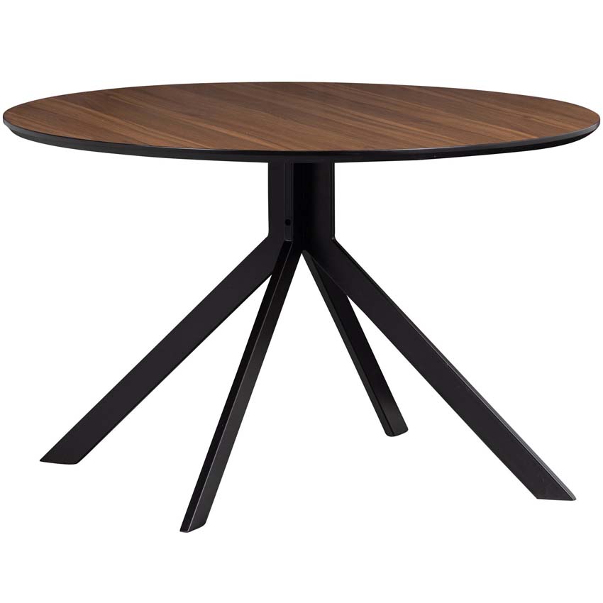 Tafel Tim uit MDF met fineerlaag walnoot rond bruin Ø120cm