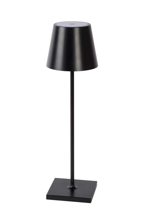 JUSTIN - Lampe de table Extérieur Rechargeable - Batterie - Ø 11 cm - LED Dim. - 1x2,2W 3000K - IP54 - 3 StepDim - Noir