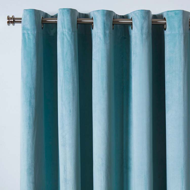 Rideaux anneaux en velours turquoise 290x270cm