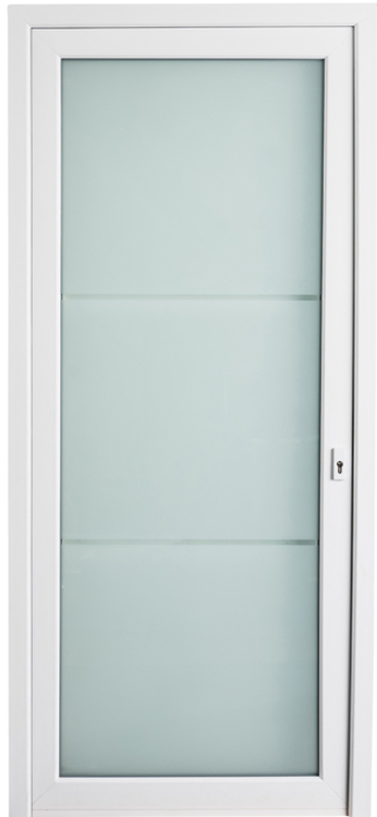 Buitendeur glas - PVC - 2 klare lijnen - Wit - Rechts - 980x2180mm