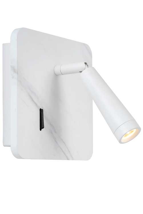 Lucide OREGON - Lampe de chevet - LED - 1x3W 3000K - Point rechargement USB - Blanc