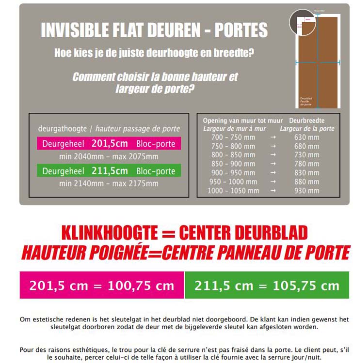 Complete deur invisible flat tubesp.78cm mont ventoux 201.5cm rechts