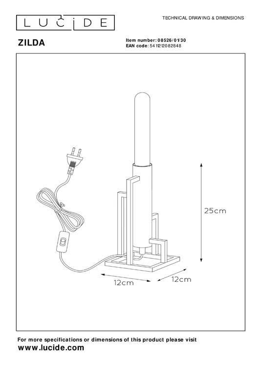 Lampe de table moderne - E27 - 40W - H25CM - Noir