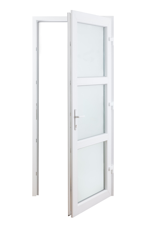 Porte extérieure 3 verres mat PVC blanc D 980x2180mm