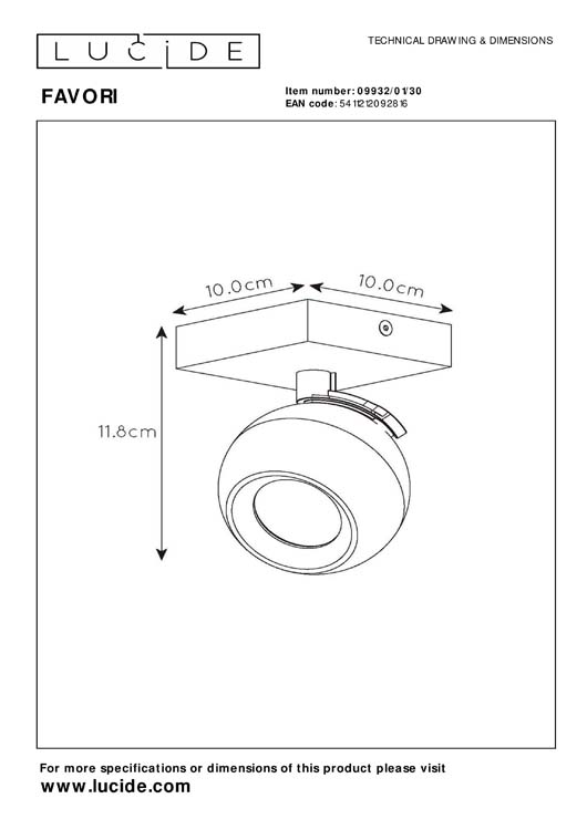 Spot plafond rond - 1xGU10 - Noir