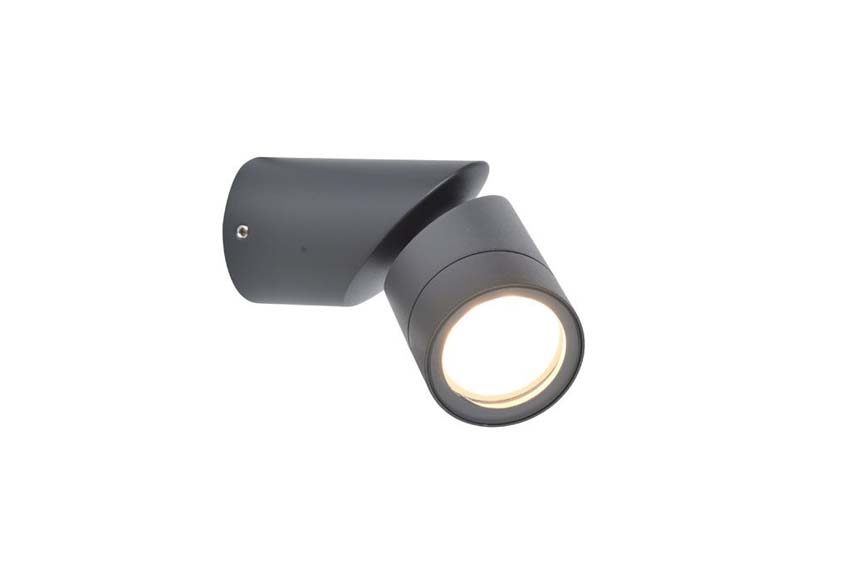 Wandspot buiten - GU10 - richtbaar - 7W - IP54 - grijs