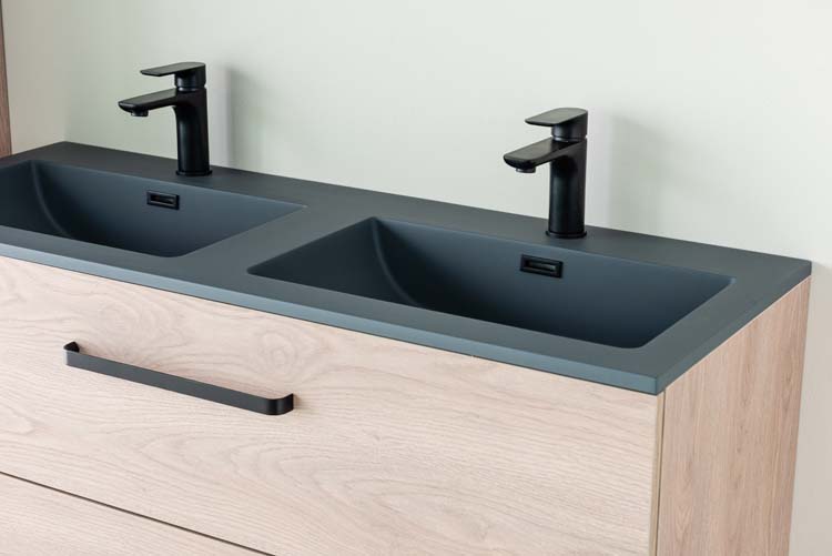 Meuble salle de bain Chêne Bison 1200 mm lavabo ciment