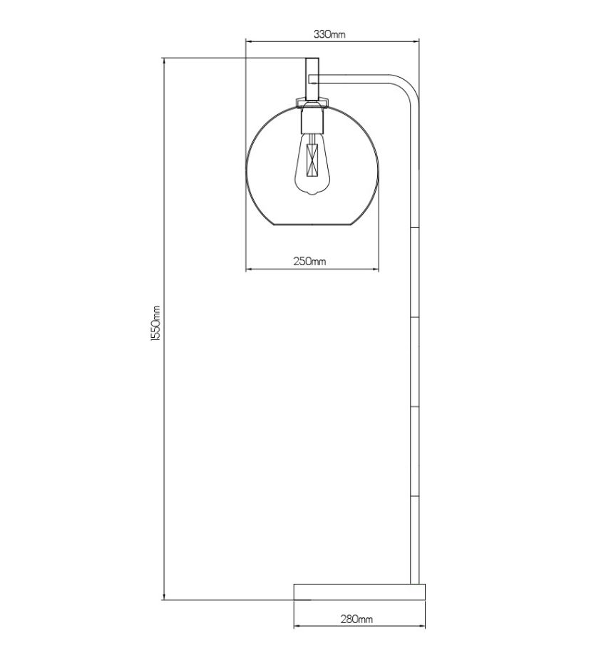 Lampadaire noir or E27 Ø 25 cm