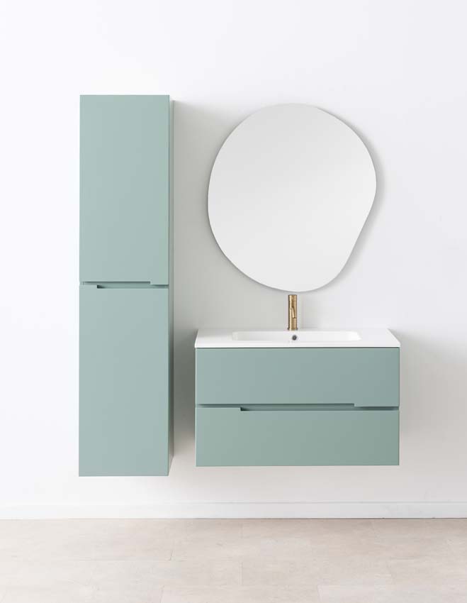 Meuble de salle de bain Truman gris-vert 900 mm lavabo blanc brilliant