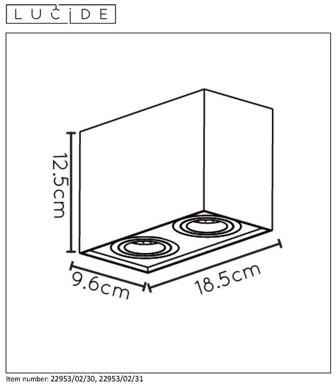 Lucide TUBE - Plafondspot - 2xGU10 - Wit