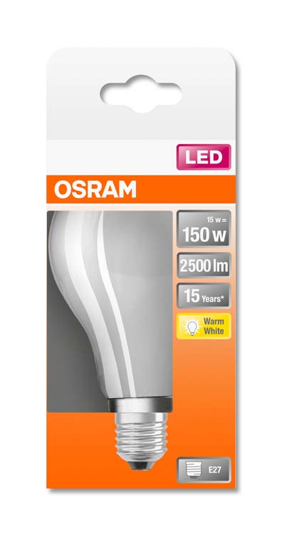 Lampe LED retro classic 150 E27 16W blanc chaud mat