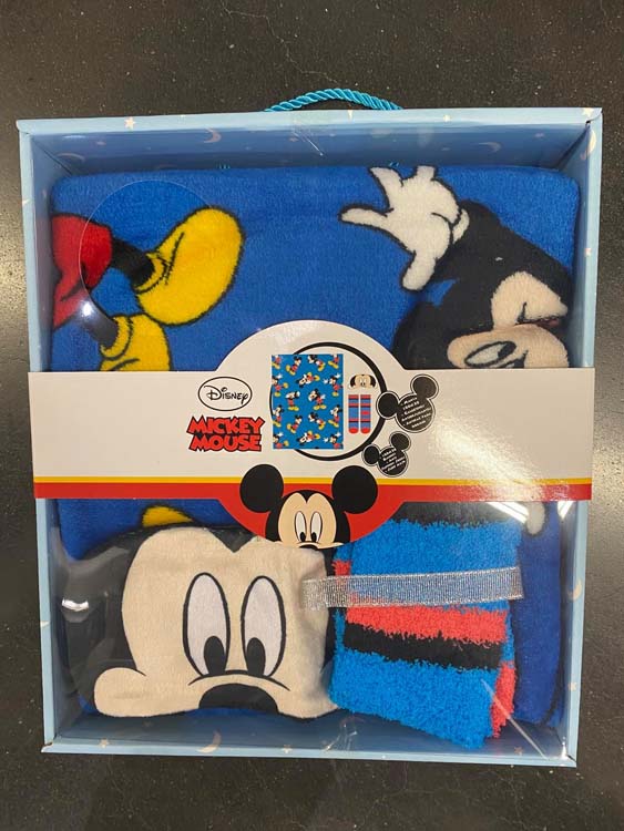 Giftset Mickey Mouse plaid, masque de sommeil et bas