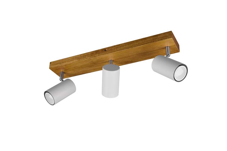 Opbouwspot hout/wit mat excl lamp LED mogelijk 3 spots