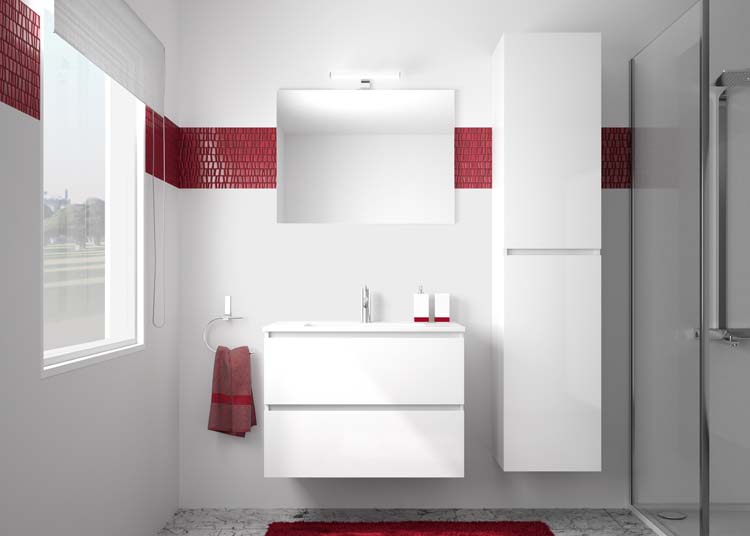 Meuble de salle de bains Roma 80cm + miroir + éclairage