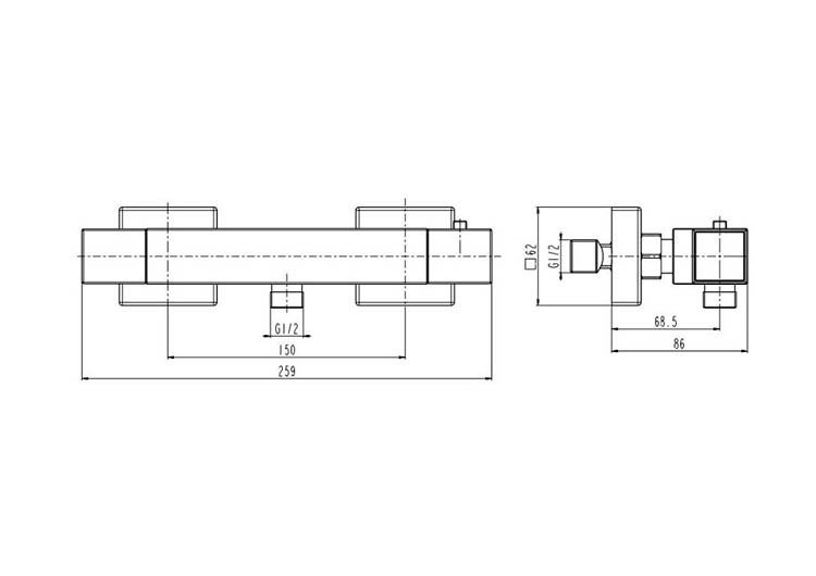 Douchekraan thermostatisch Tygo chroom