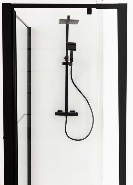 Paroi de douche fixe Urian 117-119x200cm avec porte-serviettes noir