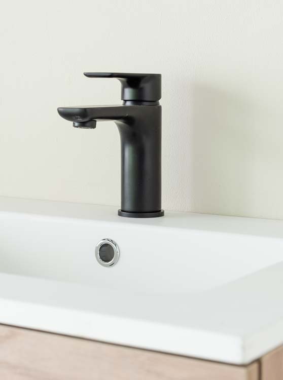 Meuble de salle de bain Chêne bison 1200 mm lavabo noir