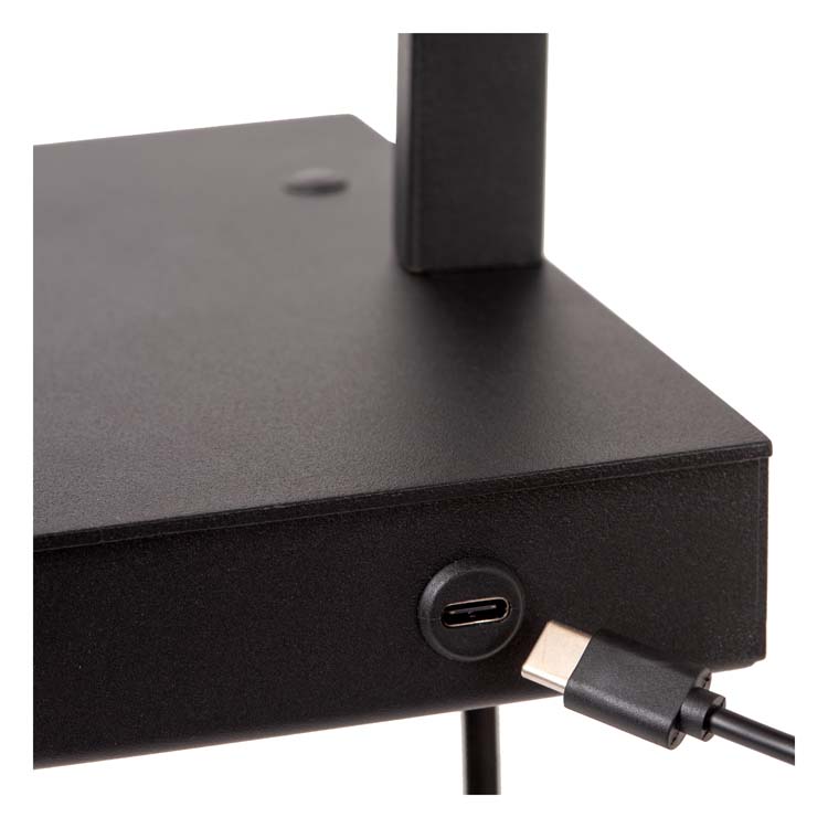 Lucide GREGORY - Lampe de chevet - 1xE27 - Point de rechargement USB - Noir