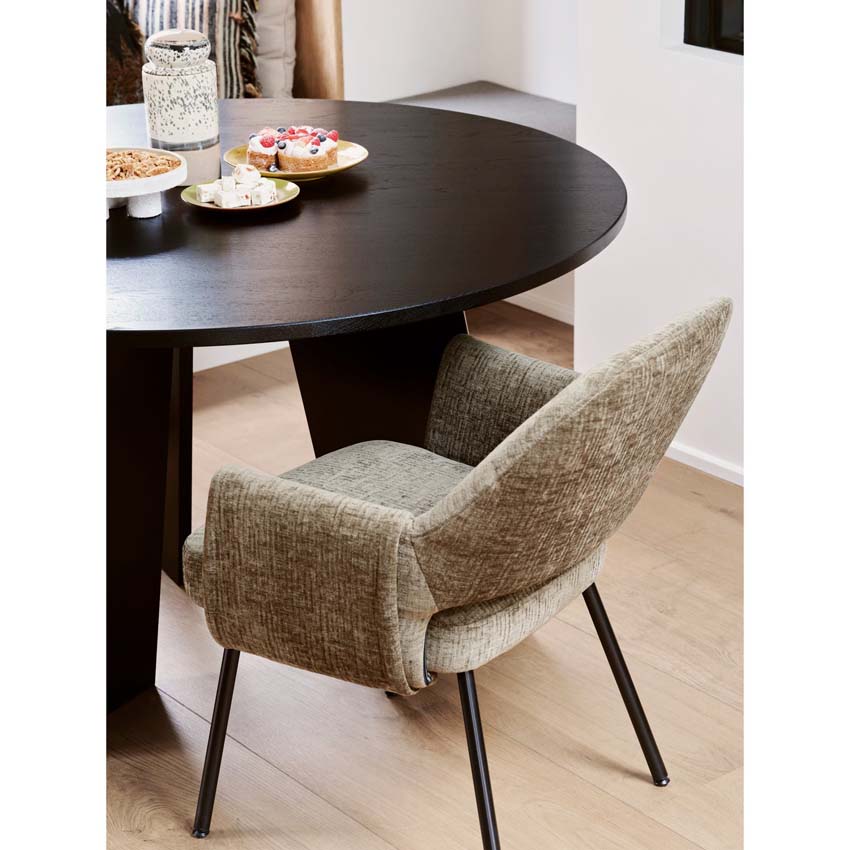 Table Fritz en chêne ronde noire Ø129cm