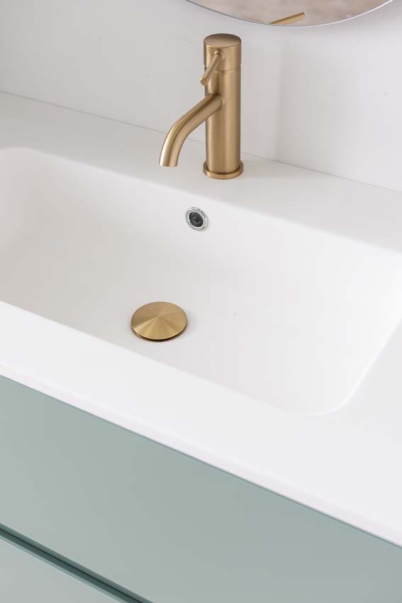 Meuble de salle de bain Truman gris-vert 900 mm lavabo blanc mat