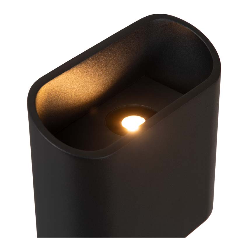 Lucide ATILA - Wandlamp Binnen/Buiten - LED Dimb. - 2x5W 2700K - IP65 - Zwart