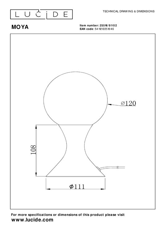 Lucide MOYA - Tafellamp - Ø 12 cm - 1xG9 - Mat Goud / Messing