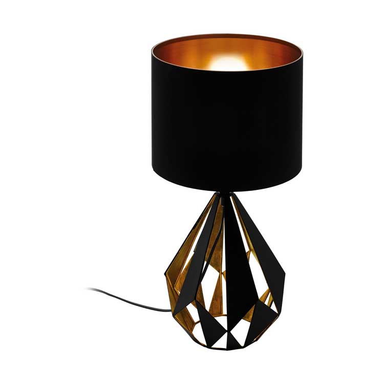 Eglo CARLTON 5 - Tafellamp - E27 - 1X60W - Zwart, koper