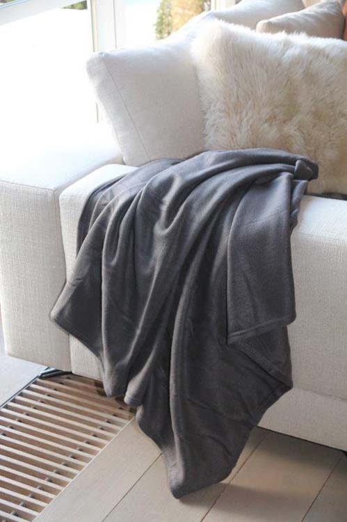 Plaid fleece gris 127x152 cm