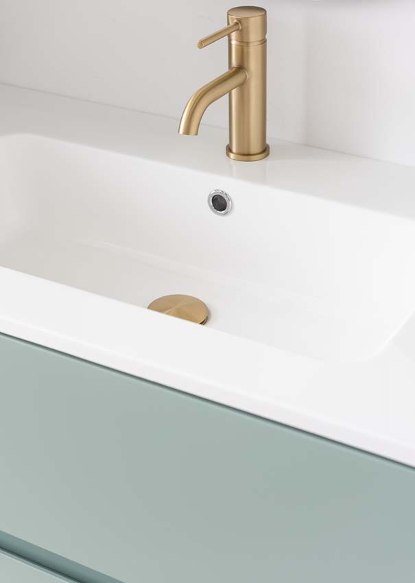 Meuble de salle de bain Truman gris-vert 900 mm lavabo blanc brilliant