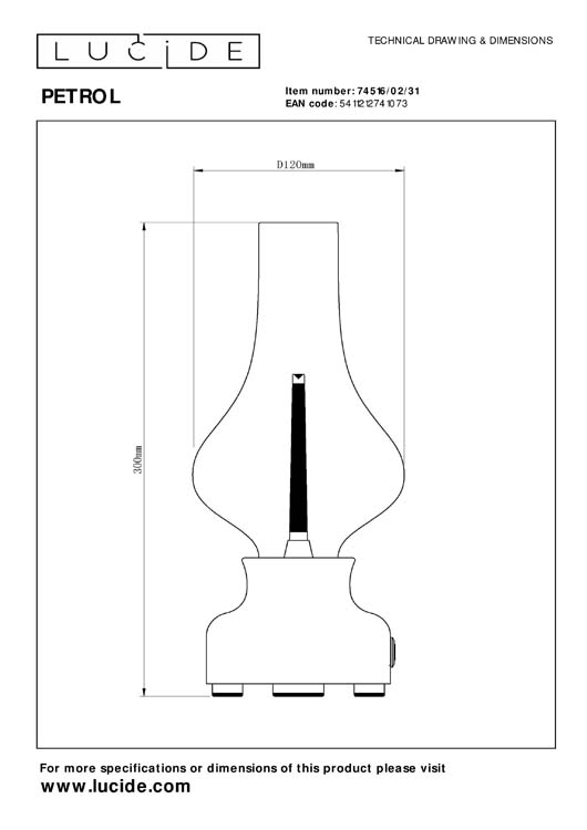 Lucide JASON - Oplaadbare Tafellamp - Accu/Batterij - LED Dimb. - 1x2W 3000K - 3 StepDim - Wit