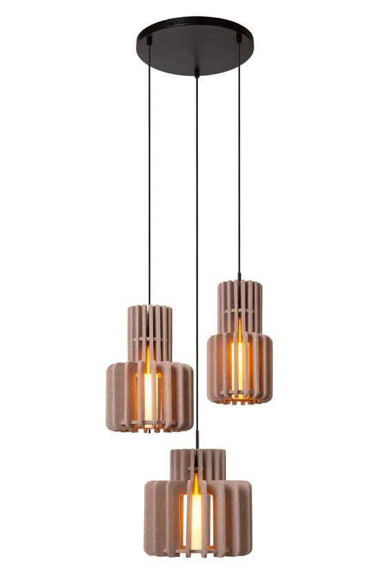 Lucide ROLLO - Suspension - 3xE27 - Taupe