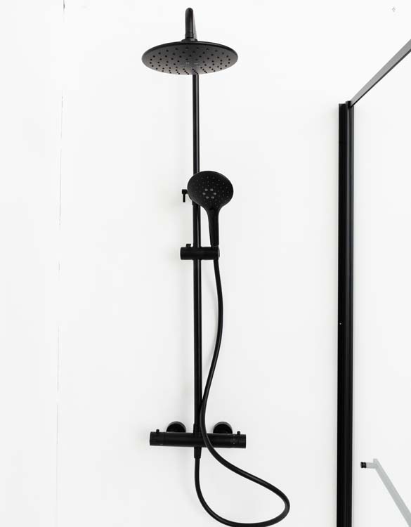 Paroi de douche fixe Urian 137-139x200cm avec porte-serviettes noir