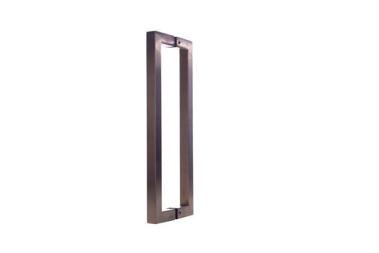 Deurtrekker vierkant bronze voor glazen deur 32cm