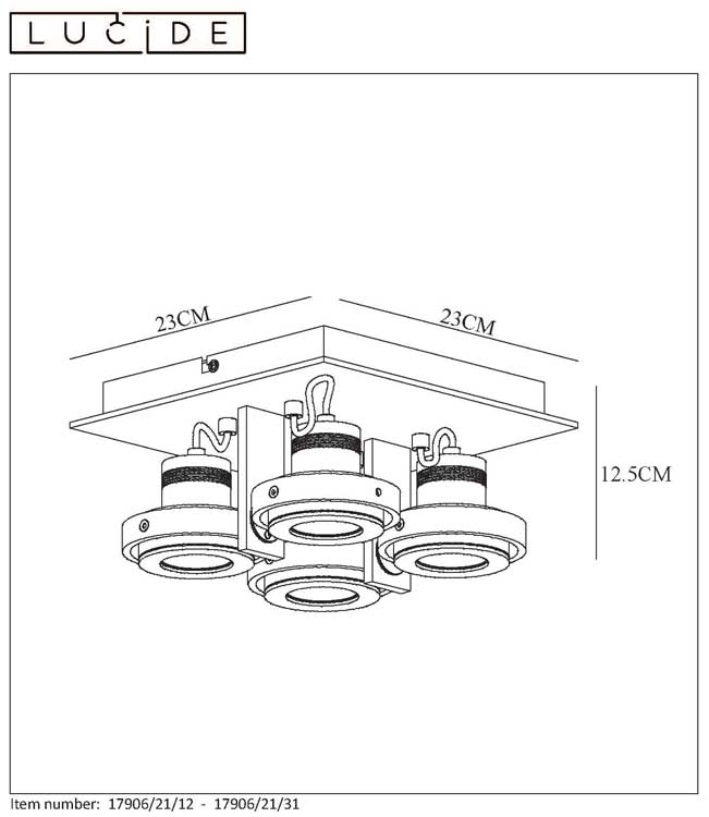 Lucide LANDA - Spot plafond - LED Dim to warm - GU10 - 4x5W 3000K/2200K - Blanc
