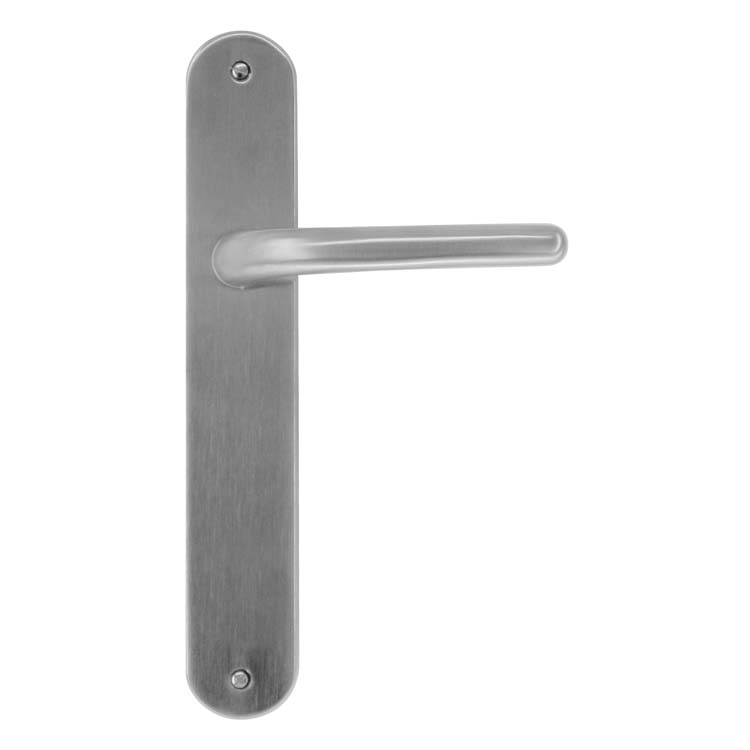 Poignée de porte ancona look inox sur bouclier sans cylindre