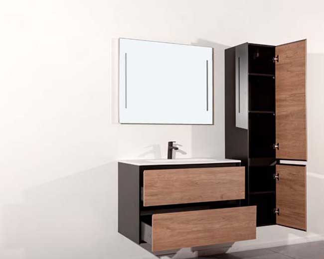 Meuble salle de bain Molly 900mm aspect bois - lavabo brilliant