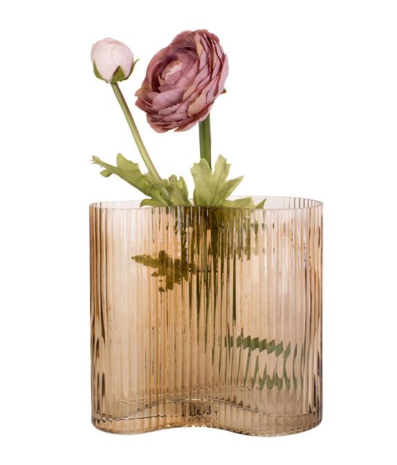 Vase Allure wave sand brown glass 18.5 x 12 x 18 cm