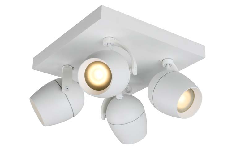 Spot plafond Salle de bains - 4xGU10 - IP44 - Blanc